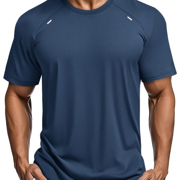 Men’s Dry Fit Mesh Athletic Tee，Bluegrey