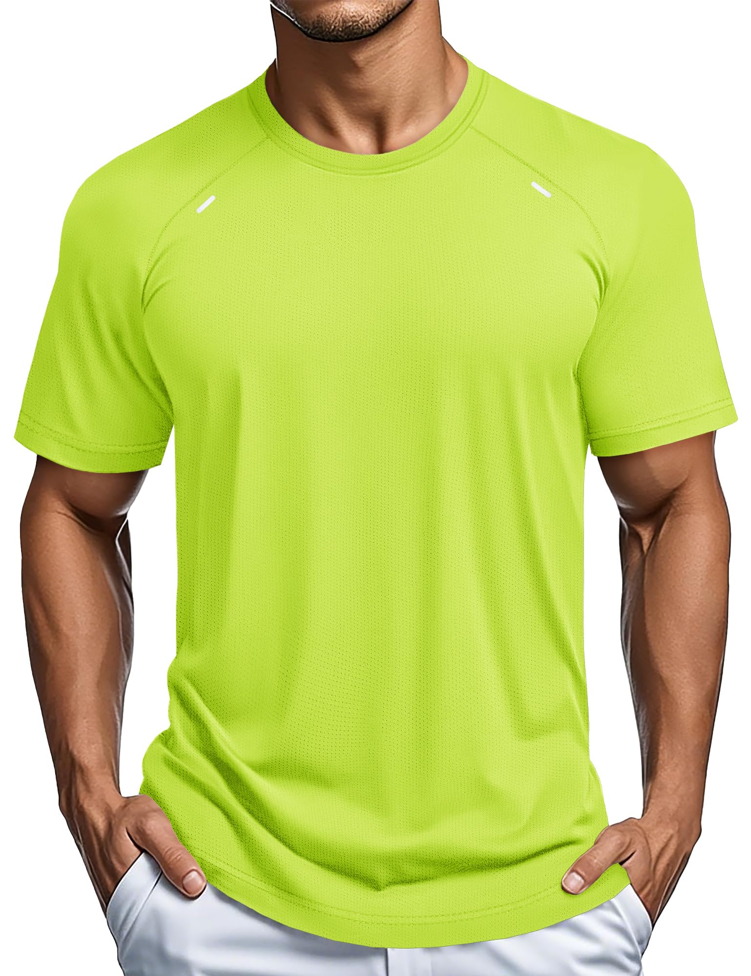 Fluorescentgreen-01-Fluorescentgreen-01 Men’s Dry Fit Mesh Athletic Tee,Lemon - 图片 1