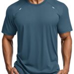 Men's Dry Fit Mesh Athletic Tee，Hazeblue
