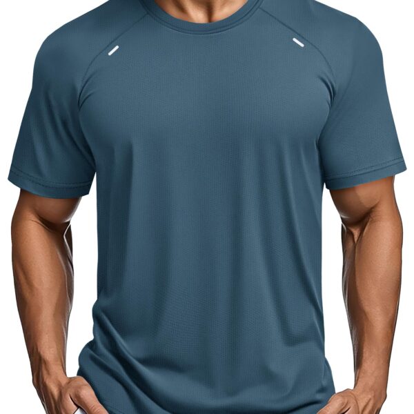 Men's Dry Fit Mesh Athletic Tee，Hazeblue